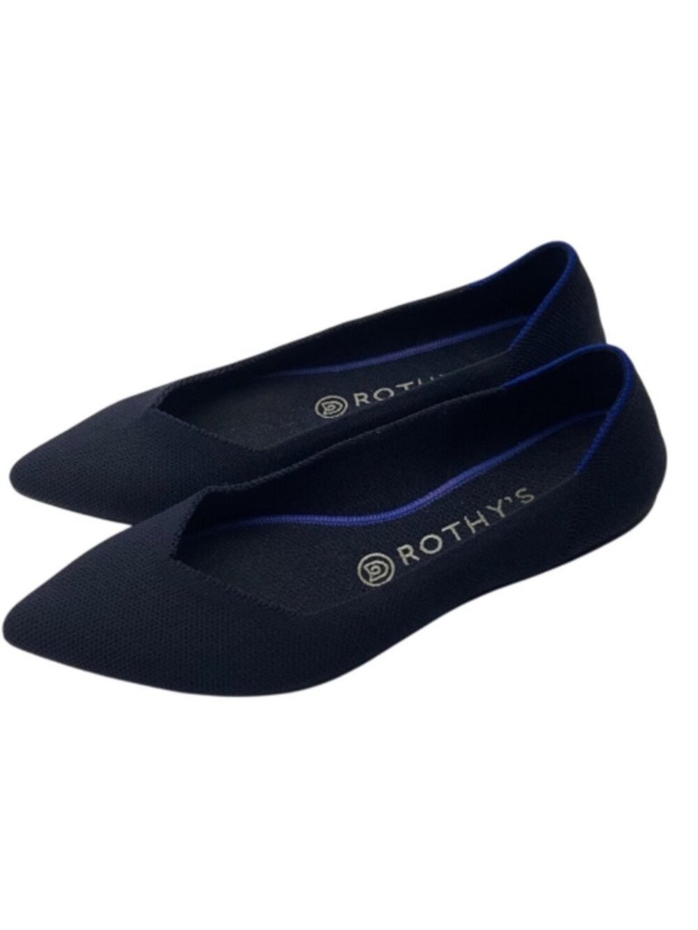 Rothys 9 M The Pointed Toe Flat Navy Blue Sustainable Knit Ballet Flats Shoes